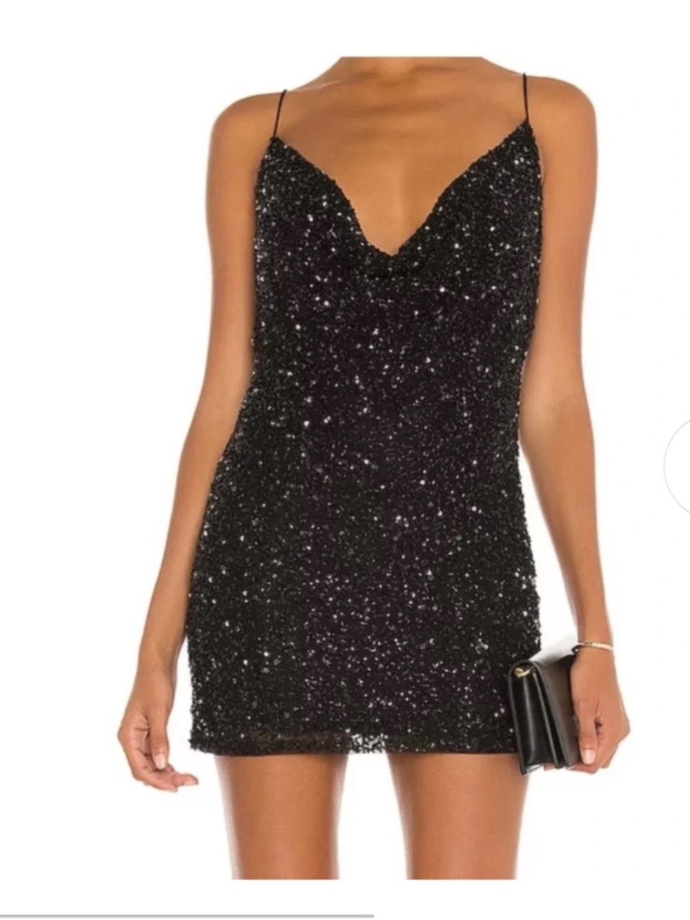 NWT Black Sequins Sleeveless Mini Dress